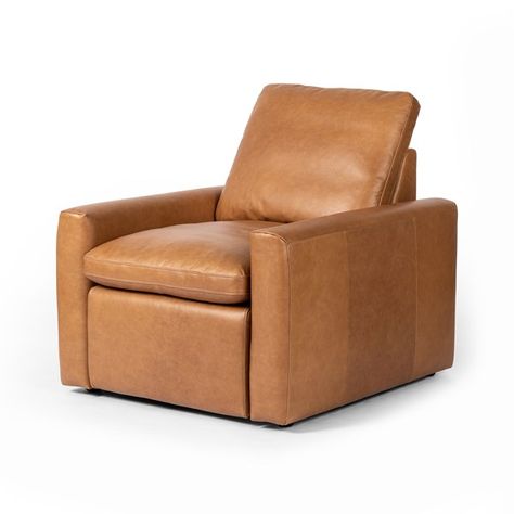 Living Room | TILLERY POWER RECLINER ACCENT CHAIR Modern Recliner, Power Recliner Chair, Power Reclining Sofa, Living Room Accents, Leather Recliner, Four Hands, Reclining Sectional, Power Recliners, Reclining Sofa