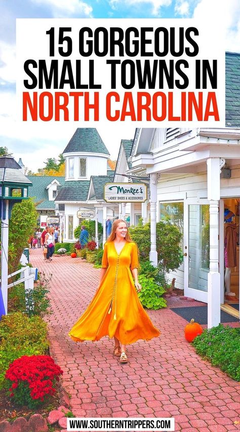 15 Gorgeous Small Towns In North Carolina North Carolina Bucket List, North Carolina Attractions, Moving To North Carolina, North Carolina Vacations, Living In North Carolina, Carolina Mountains, Road Trip Places, North Carolina Travel, East Coast Travel