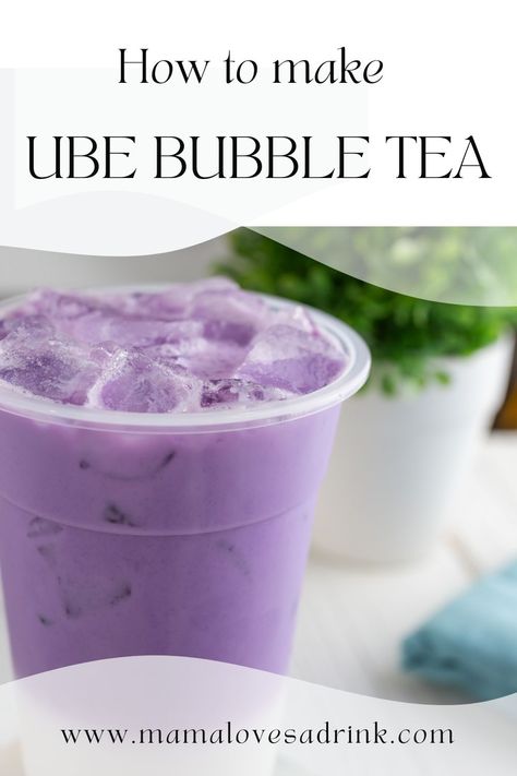 Ube Milk Drink, Ube Bubble Tea, Ube Drink Recipes, Purple Beverages, Purple Yam Recipe, Ube Milk Tea, Filipino Drinks, Valenciana Recipe, Boba Tea Recipes