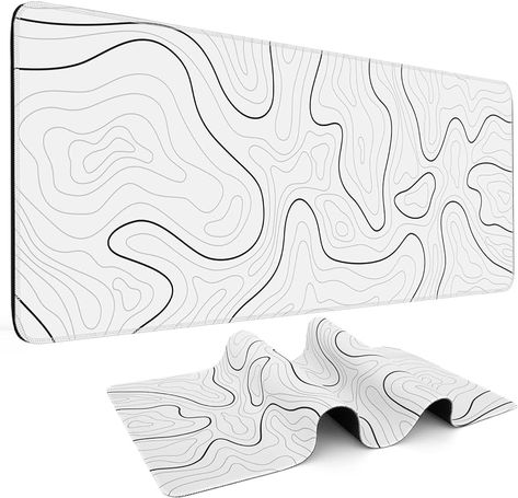 Amazon.com: DIGSOM Gaming Mouse Pad Large Keyboard Pad 31.5 x 11.8in Topographic Mouse Pad Black and White Mouse Pad for Keyboard with Anti-Slip Rubber Base, Extended Desk Pad XL Keyboard Pad Mouse Mat : Office Products Mouse Pad Design Ideas For Men, White Desk Pad, White Gaming Mouse, White Mouse Pad, Big Mouse, White Mouse, Keyboard Pad, Gaming Keyboard, White Desks