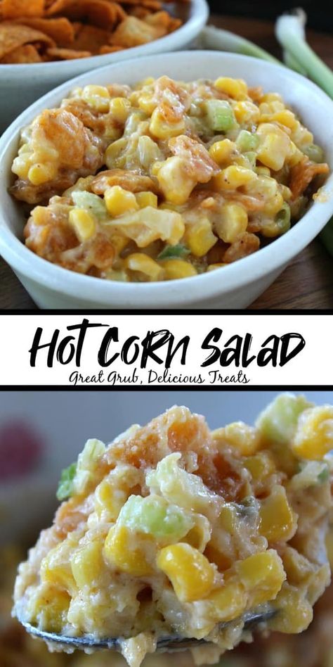 Hot Corn Salad, Frito Corn Salad, Chili Cheese Fritos, Hot Corn, Corn Salad Recipes, Delicious Appetizer Recipes, Tasty Recipe, Corn Salad, Corn Recipes