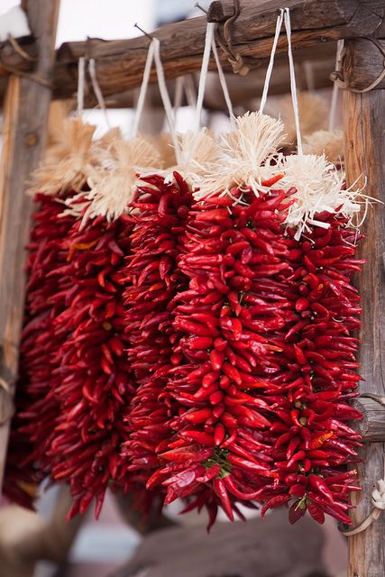 Chile en mercado mexicano Southwest Scenery, Southwestern Christmas, New Mexico Style, Chile Peppers, Mexico Style, Sante Fe, Santa Fe Style, Red Walls, Mexican Culture