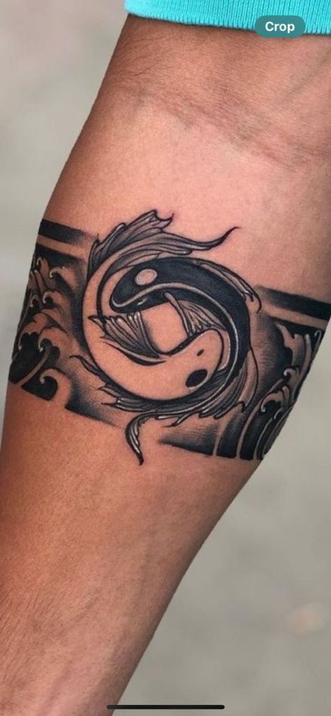 Floral Band Tattoo Designs For Men, Yin Yang Arm Band Tattoo, Forearm Tattoo Bands For Men, Band Tattoo Ideas For Men, Amazing Tattoos For Guys, Pisces Tattoo Designs Men, Armband Tattoo Men Forearm, Forearm Band Tattoos Men, Pisces Tattoo For Men