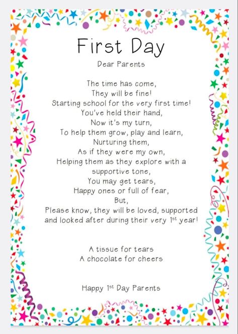 Message Of The Day Student, Foundation Day School, First Day Of Preschool Poem, Message Of The Day, Preschool Poems, Report Comments, First Day Of Preschool, Preschool Decor, Communication Book