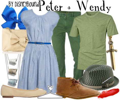 Note to future husband: We will be going to Disney World, and we will be wearing this. Disney Outfits For Men, Couple Disneybound, Disneybound Men, Disneybound Couples, Wendy Costume, Peter And Wendy, Disney Themed Outfits, Fantasia Disney, Disney Inspired Fashion