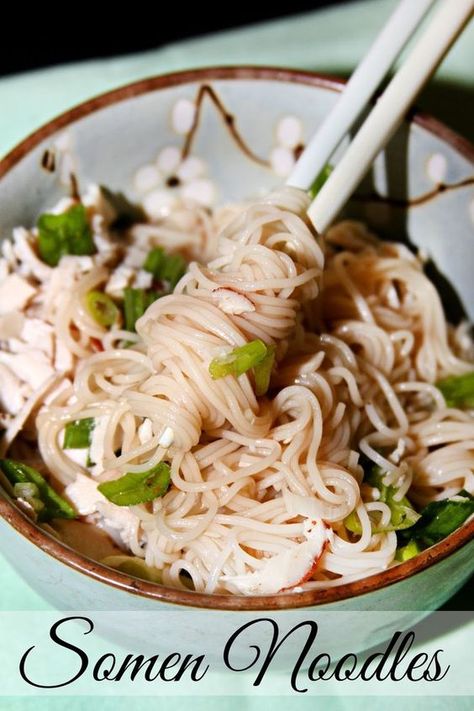 Asian Somen Noodles - a refreshing cold noodle dish you will love! Somen Salad Dressing Recipe, Somen Noodle Recipe, Somen Noodles, Noodle Dish, Asian Inspiration, Japanese Dishes, Salad Dressing Recipes, Noodle Dishes, Asian Cooking