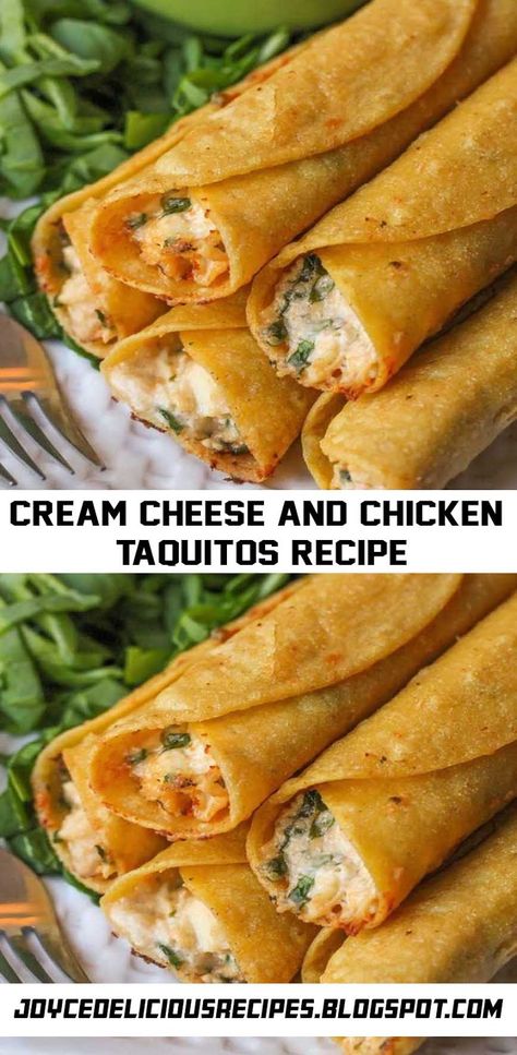 Taquitos Chicken, Cream Cheese And Chicken, Chicken Taquitos Recipe, Taquitos Recipe, Chicken Taquitos, Cheese Chicken, Punch Recipe, Cream Cheese Recipes, Cheese Recipe