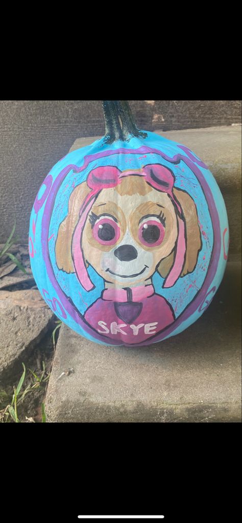 Pumpkin Paw Patrol, Dog Pumpkins, Easy Pumpkin Decorating, Dog Pumpkin, Skye Paw, Painted Pumpkin, Pumpkin Painting, Trunk Or Treat, Easy Pumpkin