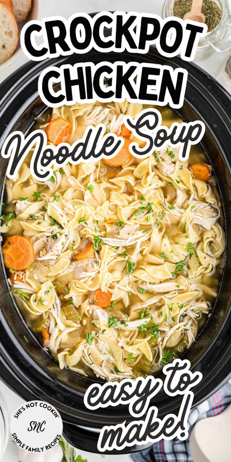 Chicken noodle soup in crockpot. Chicken Leg Recipes Crockpot, Crock Pot Chicken Soup, Crockpot Chicken Noodle Soup Recipes, Slow Cooker Turkey Soup, Crockpot Chicken Noodle Soup, Slow Cooker Chicken Noodle Soup, Chicken Noodle Soup Recipe Homemade, Dump Recipes, Crockpot Soups