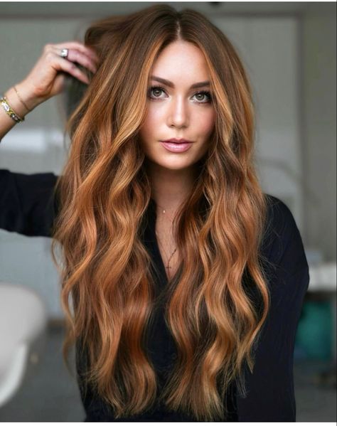 Haircut For Long Hair 2023 Trend, Honey Auburn Balayage, Natural Red Hair With Dark Roots, Dimensional Copper Hair Dark Brown, Auburn Summer Hair Color, Light Brown To Auburn Balayage, Brownish Red Hair Balayage, Fall Balayage Brunette Red, Summer Hair Color For Olive Skin Tone