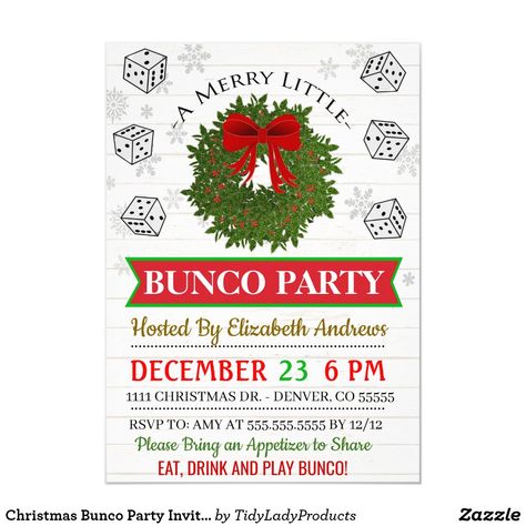 Christmas Bunco Party Invitation Xmas Cocktail Party, Christmas Bunco, Bunco Dice, Xmas Cocktails, Ladies Night Party, Bunco Party, Holiday Graphics, Holiday Printables, Holiday Party Invitations