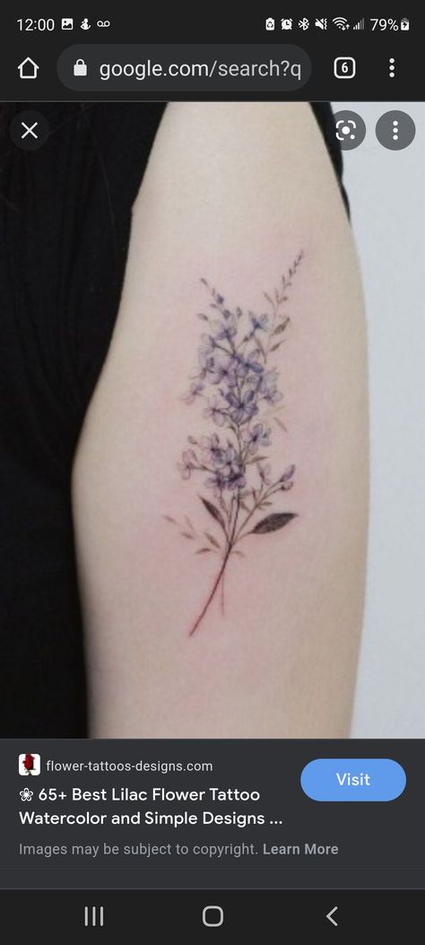 Lilac Flower Tattoo, Lilac Tattoo, Lilac Flowers, Stencil Designs, Leaf Tattoos, Flower Tattoos, Tattoos And Piercings, Tattoo Drawings, Watercolor Tattoo