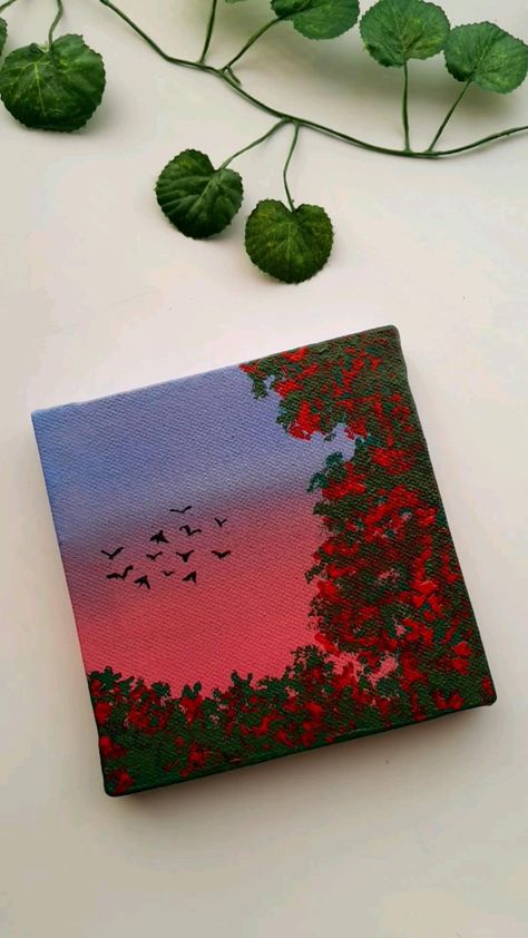 #canvas #canvaspaintingideas #painting #pinterest Mini Canvas Painting For Beginners, Small Canvas Painting Ideas For Beginners, Mini Canvas Art Nature, Small Canvas Drawings Easy, Mini Canvas Painting Ideas For Beginners, Mini Canvas Gift Ideas, Scenery Painting On Small Canvas, Aesthetic Painting Ideas Easy Acrylic, Micro Painting