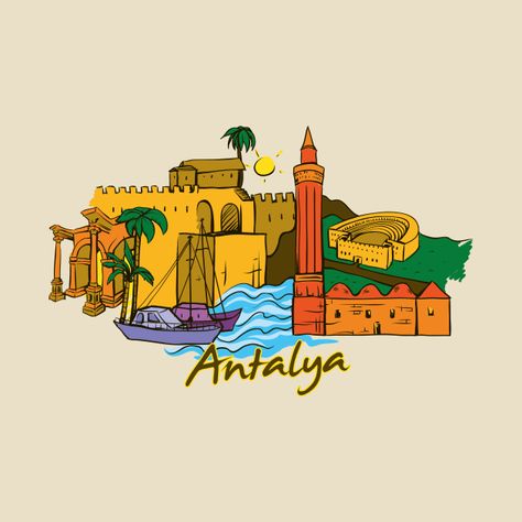 Antalya - Antalya - T-Shirt | TeePublic Instastories Ideas, Manifesting Vision Board, Antalya Turkey, Backpack Pattern, Instagram Highlight Icons, Antalya, Cartoon Wallpaper, Istanbul, Tourism