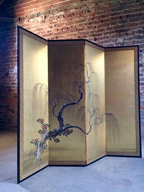 Vintage Room Divider, Japanese Room Divider, Chinese Room Divider, Japan Room, Asian Room, Japanese Style Bedroom, Antique Room, Screens Room Dividers, Folding Screen Room Divider