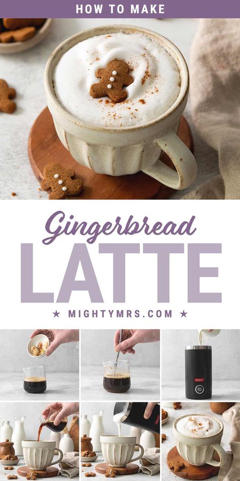 How to Make a Gingerbread Latte Homemade Lattes, How To Make Gingerbread, Homemade Gingerbread, Coffee Creamers, Holiday Sides, Holiday Morning, Gingerbread Latte, Holiday Drink, Cinnamon Coffee