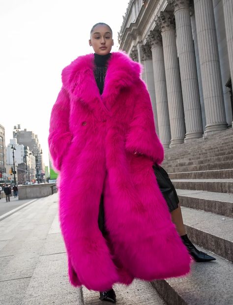 Fur Coat Aesthetic, Fur Coat Outfits, Coat Aesthetic, Pink Fur Coat, Faux Fur Fashion, Perfect Coat, Pink Fur, Trendy Fall Outfits, Aesthetic Pink