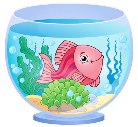 Aquarium With Fish, Aquarium Drawing, Fish Cartoon, Cartoon Sea Animals, Fish Home, Envelope Stamp, Kids Vector, Baby Clip Art, Drawing Images