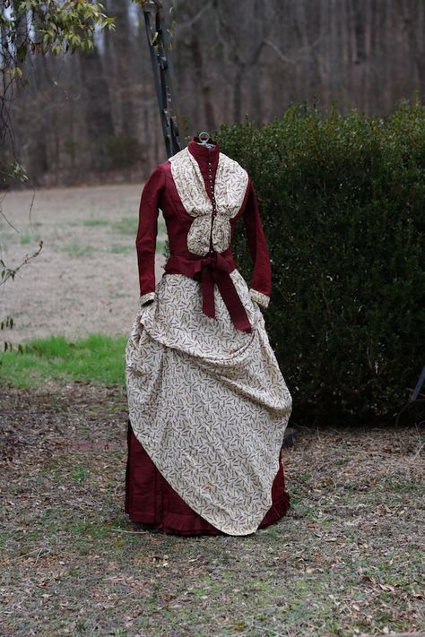 Rare 1870s 1880s check plaid silk bodice . Victor… - Gem 1800 Gowns, 1880s Dress, Beautiful Gown Designs, Victorian Bustle, Burgundy Gown, Gown Designs, 1880s Fashion, Blue Satin Dress, Silk Dressing Gown