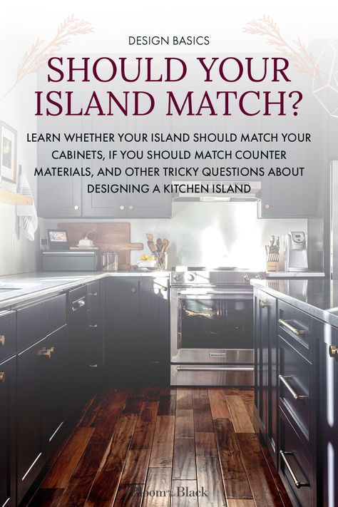 Should your kitchen island match your cabinets? What about your counters? The kitchen island is the focal point of most kitchens, and knowing what colors or materials to use can be confusing. This article answers all of these questions and more, providing guidance on mixing and matching materials in your kitchen. Kitchen Islands With Different Countertops, Island Counter Top Different Color, Contrast Island Countertop, Island Cabinets Different Color, Black Countertop Island Kitchen, Kitchen Contrasting Island, Kitchen Island Colors With Dark Cabinets, Kitchens With Contrasting Islands, Mismatch Kitchen Island