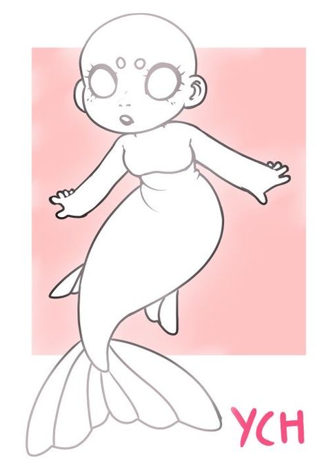 Mermaid Pose, Chibi Girl Drawings, Base Anime, Art Bases, Mermaid Drawings, Drawing Bases, Art Tools Drawing, Drawing Templates, Chibi Drawings