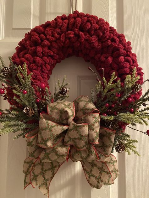 Christmas yarn wreaths