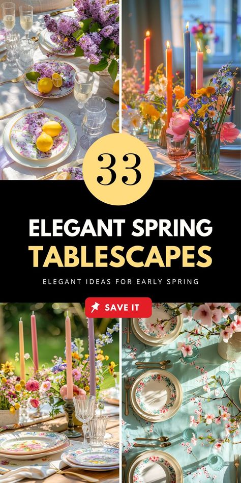 Discover 33 elegant spring tablescape ideas that blend rustic charm with French country style. Featuring blue, green, and blue-and-white themes, these setups are perfect for Easter and outdoor gatherings. Save this pin to your "Spring Decor" board and visit the article for more inspiration. Spring Dinner Table Decor, Spring Table Settings Ideas, Spring Tablescapes Ideas, Spring Buffet, Spring Table Decorations, Blue And White Tablescapes, Tablescapes Ideas, Rustic Thanksgiving, Flowers Pastel