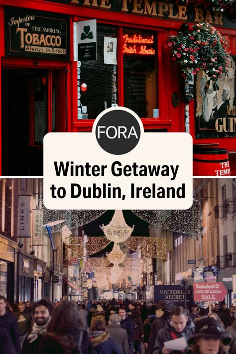 Experience an unforgettable Christmas when you plan your holiday getaway to Dublin Ireland this winter. Dublin has so many festivities to help get you in the Christmas spirit, and you'll love its holiday aesthetic. Find out how to pay the same (no, really!) and get WAY more when you have a Fora advisor plan your trip to Dublin this Christmas at foratravel.com. Dublin In December, Travel Agent Career, Holiday Getaway, Guinness Storehouse, Essex Street, Dublin Travel, Holiday Aesthetic, Us Travel Destinations, Christmas Break