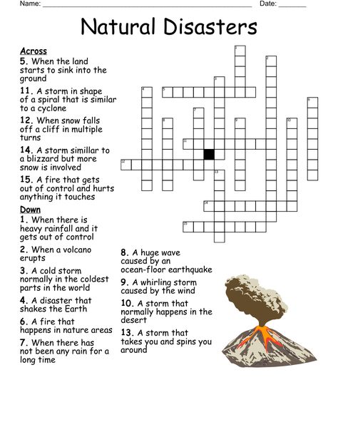 Natural Disasters Crossword Natural Disasters Activities, Huge Waves, Target Language, Natural Disaster, Crossword Puzzles, New Puzzle, English Activities, Word Puzzles, English Vocabulary Words Learning