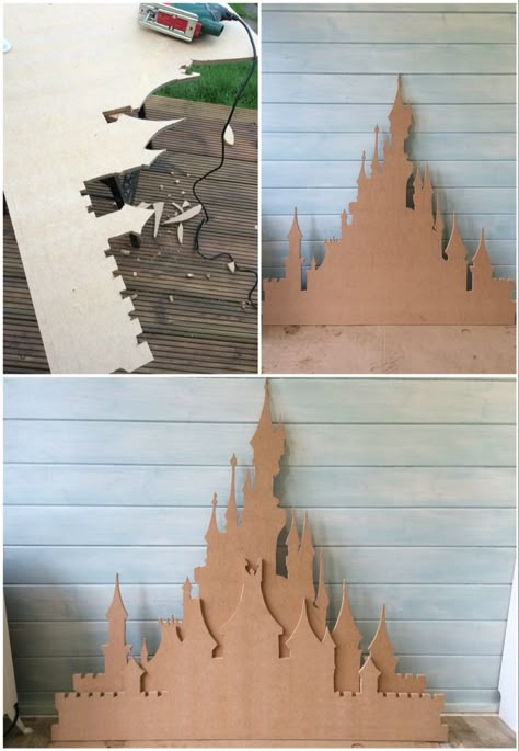 Wall Above Bed, Castle Mural, Chateau Disney, Frozen Room, Princess Room Decor, Kids Rooms Shared, Deco Disney, Castle Doors, Wooden Castle