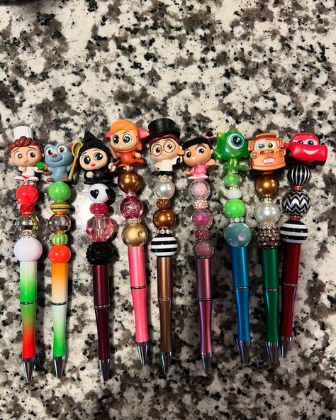 We have been working super hard on our newest product beadable pens! These are 1 for $13 2 for $24 or 3 for $33! Dm to claim all of these are ready to ship!🫶🏻 #beadablepens #doorables #doorablesdisney #beadablepen Beadable Pens, Beadable Products, New Product, Small Business, Pen, Thing 1, Quick Saves