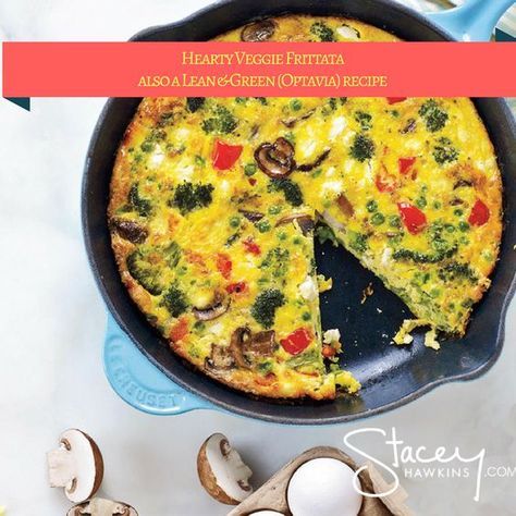 This Lean and Green recipe (Optavia Recipe) makes a delicious baked frittata chuck full of fresh vegetables. Perfect for meal prep, make once and eat twice! Baked Frittata, Medifast Recipes, Veggie Frittata, Green Breakfast, Lean And Green, Lean Meals, Lean And Green Meals, Breakfast Meal, Frittata Recipes