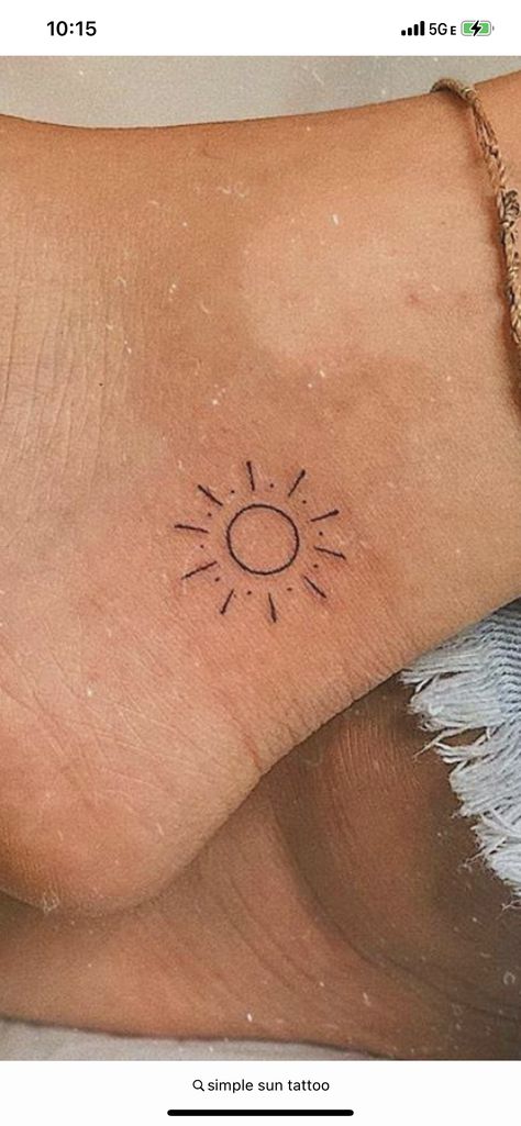 Tiny Sun Tattoo, Simple Sun Tattoo, Tattoo Sonne, Sunset Tattoos, Ankle Tattoos For Women, Hand And Finger Tattoos, Small Pretty Tattoos, Petite Tattoos, Sweet Tattoos