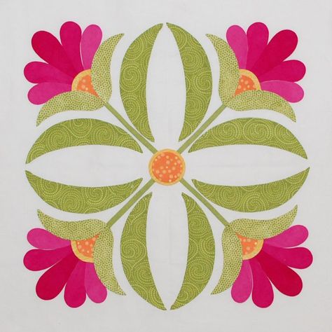 Block 4 Flower Applique Patterns, Applique Quilt Patterns, Flower Quilts, Applique Templates, Applique Quilt, Applique Quilting, 자수 디자인, Creative Template, Graphic Templates