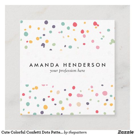 Cute Colorful Confetti Dots Pattern Square Business Card #ad Business Card Pattern, Square Business Cards, Colorful Confetti, Branding Inspo, Confetti Dots, Square Business Card, Dream Gift, Cards Ideas, Custom Business Cards