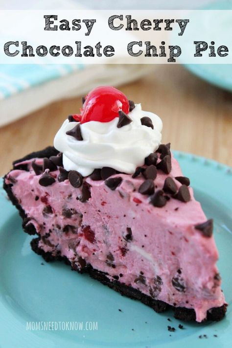 Chocolate Cherry Pie, Cherry Recipes Dessert, Chocolate Chip Pie, Baking Recipes Pie, Chocolate Chip Cheesecake, Cherry Chocolate, White Chocolate Chip Cookies, Cherry Desserts, Easy Pie