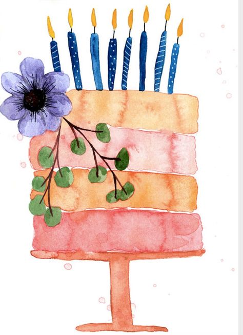 Watercolour Birthday Card, Watercolour Birthday Card, Hand Painted Birthday Card, Happy Birthday Card, Cute Birthday Card, Feminine Birthday - Etsy Watercolour Birthday Card, Art Birthday Cake, Holiday Cards Handmade, Cute Birthday Card, Birthday Greetings Friend, Watercolor Birthday Cards, Happy Birthday Greetings Friends, Birthday Cake Card, Beautiful Birthday Cards