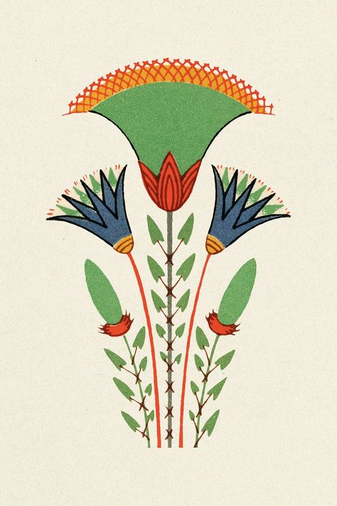 Antique lotus flower Egyptian ornamental illustration | premium image by rawpixel.com / Baifern Egyptian Elements, Ornamental Illustration, Egyptian Design Pattern, Egyptian Ornamented, Fleurs Art Nouveau, Egyptian Drawings, Egyptian Pattern, Motifs Art Nouveau, Ornamental Vector