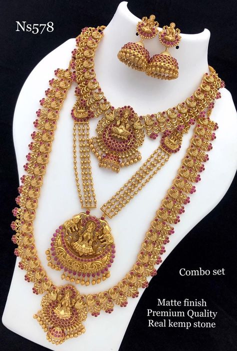 Jewellery Set For Saree, Muhurtham Jewellery, Saree Bride, Necklace Set Indian Bridal Jewelry, Kerala Jewellery, Pretty Gold Necklaces, Wedding Makeover, Marriage Jewellery, Wedding Jewellery Designs