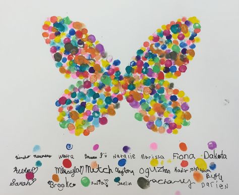 Rainbow Fingerprint Art, Butterfly Fingerprint Art, Fingerprint Butterflies, Finger Print Butterfly, Class Fingerprint Art, Thumbprint Butterfly, Butterfly Fingerprint, Fingerprint Art Ideas, Finger Print Art