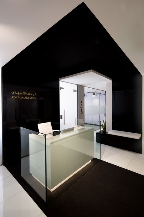 sheikha-bodour-al-qasimi-office-design-9 Reception Waiting Area, Reception Waiting, Contemporary Stairs, Reception Desk Design, Contemporary Door, Office Photo, Corporate Interiors, Counter Design, Contemporary Office