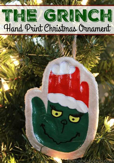 Diy Grinch, Salt Dough Christmas Ornaments, Grinch Hand, Grinch Decorations, Handprint Ornaments, Grinch Hands, Grinch Ornaments, Salt Dough Ornaments, Dough Ornaments