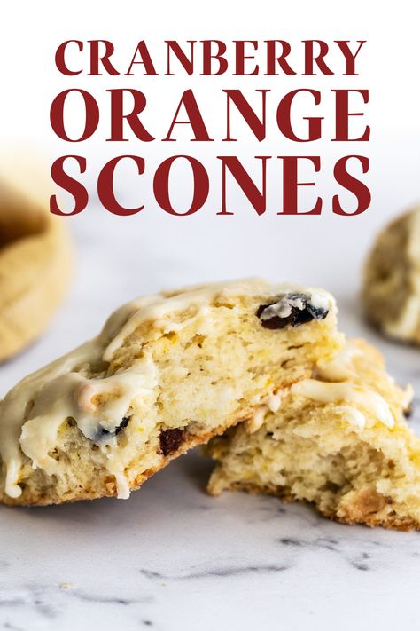 Cranberry Orange Scones are flaky and buttery with tangy buttermilk, dried cranberries, fresh orange zest, and a simple orange icing. Freezer friendly! Easy homemade, from-scratch recipe that tastes like a traditional English scone! #scones #cranberryscones #orangescone #sconerecipe Orange Cranberry Scones, Orange Scones Recipe, Cranberry Orange Scones, Cranberry Scones, Orange Scones, Orange Cranberry, Brunch Buffet, Candied Ginger, Cranberry Orange