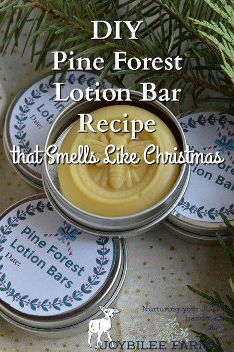 This pine forest lotion bar recipe is useful for winter dry skin, chapped lips, chapped hands and cheeks, and dry elbows. Bonus: It smells a lot like Christmas. Lotion Bar Recipe, Chapped Lips Remedy, Beeswax Recipes, Lotion Bars Diy, Homemade Lotion Bars, Farm Diy, Lotion Bars Recipe, Chapped Hands, Homemade Scrub