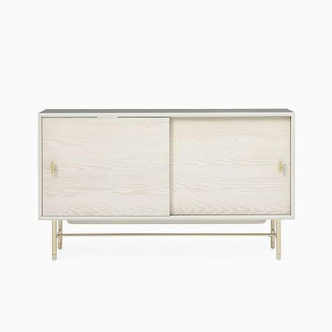 Modernist Wood And Lacquer Collection Winter Wood Shallow Media West Elm Pictograph Media Console, West Elm Slatted Media Console, 70” Media Console, 80” Media Console, Slim 72” Media Console, Mid Century Console, Console Cabinet, Oak Panels, Kitchen Family Rooms