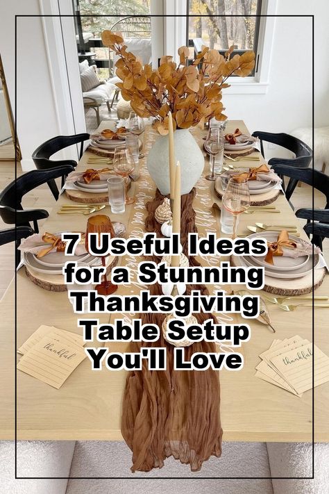 Transform your Thanksgiving celebration with our 7 Useful Ideas for a Stunning Thanksgiving Table Setup You'll Love. Discover creative tips and inspiring designs to elevate your dining experience, from elegant centerpieces to charming place settings. Whether you're hosting a large gathering or an intimate dinner, these ideas will help you create a warm and inviting atmosphere that your guests will remember. Make this Thanksgiving truly special with a beautiful table setup. Thanksgiving Table Setup, Thanksgiving Tables, Thanksgiving Dining, Thanksgiving Table Setting, Creative Centerpieces, Useful Ideas, Intimate Dinner, Thanksgiving Table Settings, Holiday Feast