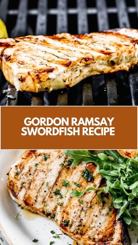 This delicious swordfish recipe, inspired by Gordon Ramsay, is a quick and easy meal perfect for busy weeknights or special dinners. With a zesty marinade of lemon, garlic, and soy sauce, it’s packed with fresh, vibrant flavors. Grilled to perfection and paired with charred lemons, this dish is both healthy and simple to prepare. Swordfish With Lemon Caper Sauce, Swordfish Recipes Grilled, Grilled Swordfish Recipes, Swordfish Steak Recipe, Gordon Ramsey Recipes, Swordfish Steak, Breakfast Chicken, Gordon Ramsay Recipes, Grilled Swordfish