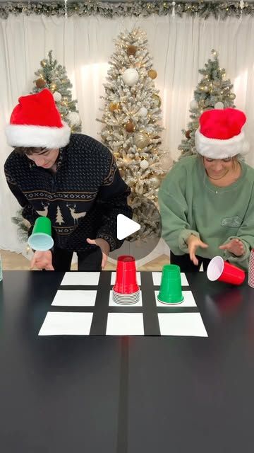 The Smily Fam on Instagram: "Cup flip tic tac toe brother vs sister!! 🎅🏼🎄 #christmas #family #game" Adult Family Games For Christmas, Flip Cup Tic Tac Toe Game, Cup Flip Tic Tac Toe, Tic Tac Toe Christmas Game, Flip Cup Christmas Game, Christmas Flip Cup Game, Minute To Win It Games For Christmas, Benson Brothers Christmas Games, Group Family Games