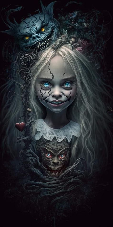 Shen Long Tattoo, Dark Gothic Art, Alice In Wonderland Artwork, Dark Alice In Wonderland, Wonderland Artwork, Horror Photos, Wonderland Tattoo, L Wallpaper, Dark Art Photography