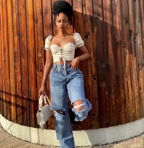 Crystal Zinzile, Drip Drip, A Princess, Off Shoulder Blouse, Strapless Top, Mom Jeans, Lookbook, Cute Outfits, Crystals